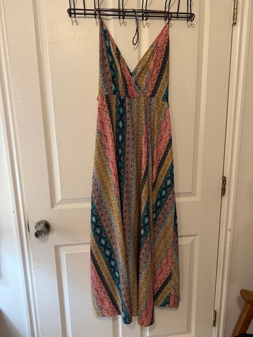 SHEIN Teal, Pink & Yellow Boho Print Maxi Dress